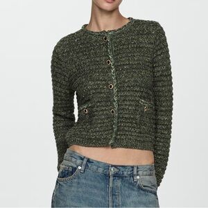 Mango Lurex chunky-knit cardigan Size Small NWT